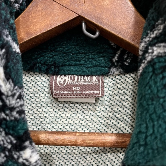 Vintage Outback Trading Co. green horse full zip fleece vest size medium - Picture 7 of 8